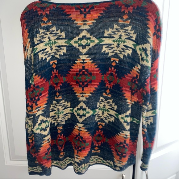 Denim & Supply Ralph Lauren Vintage Aztec Sweater Medium Multi Colored Cotton - Picture 10 of 12